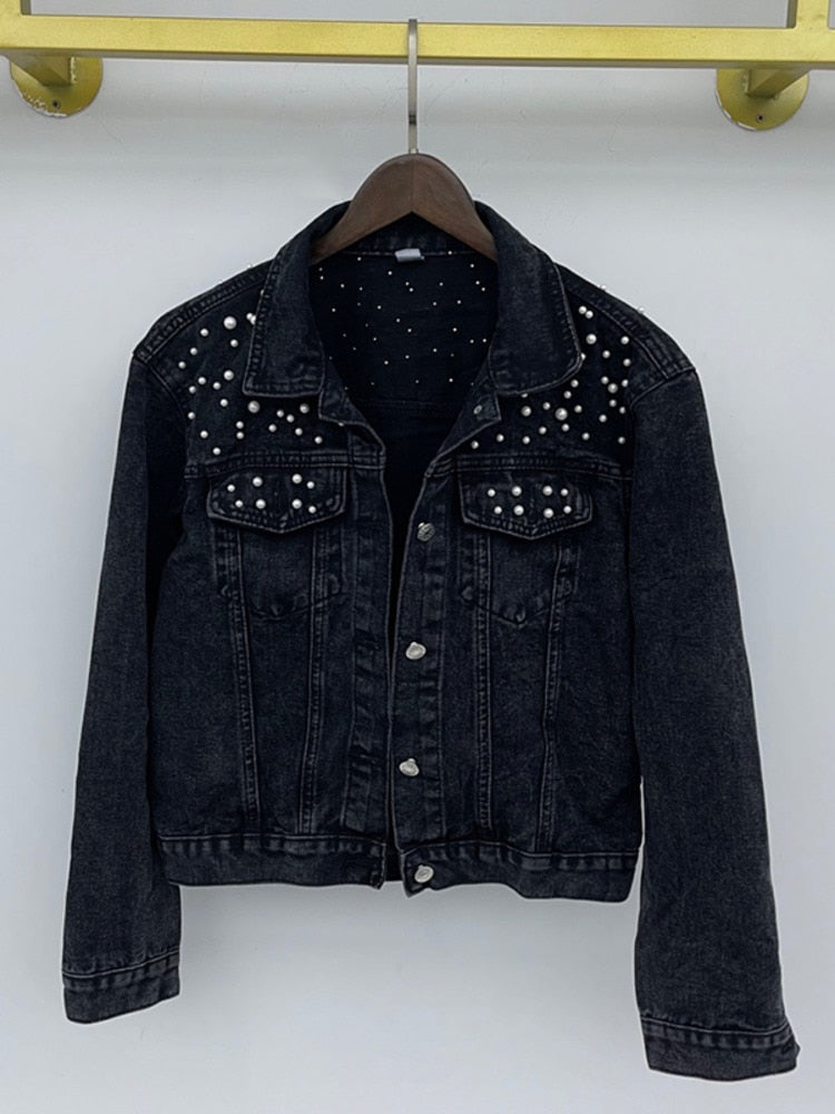 Ginny - veste en jean décontractée avec perles
