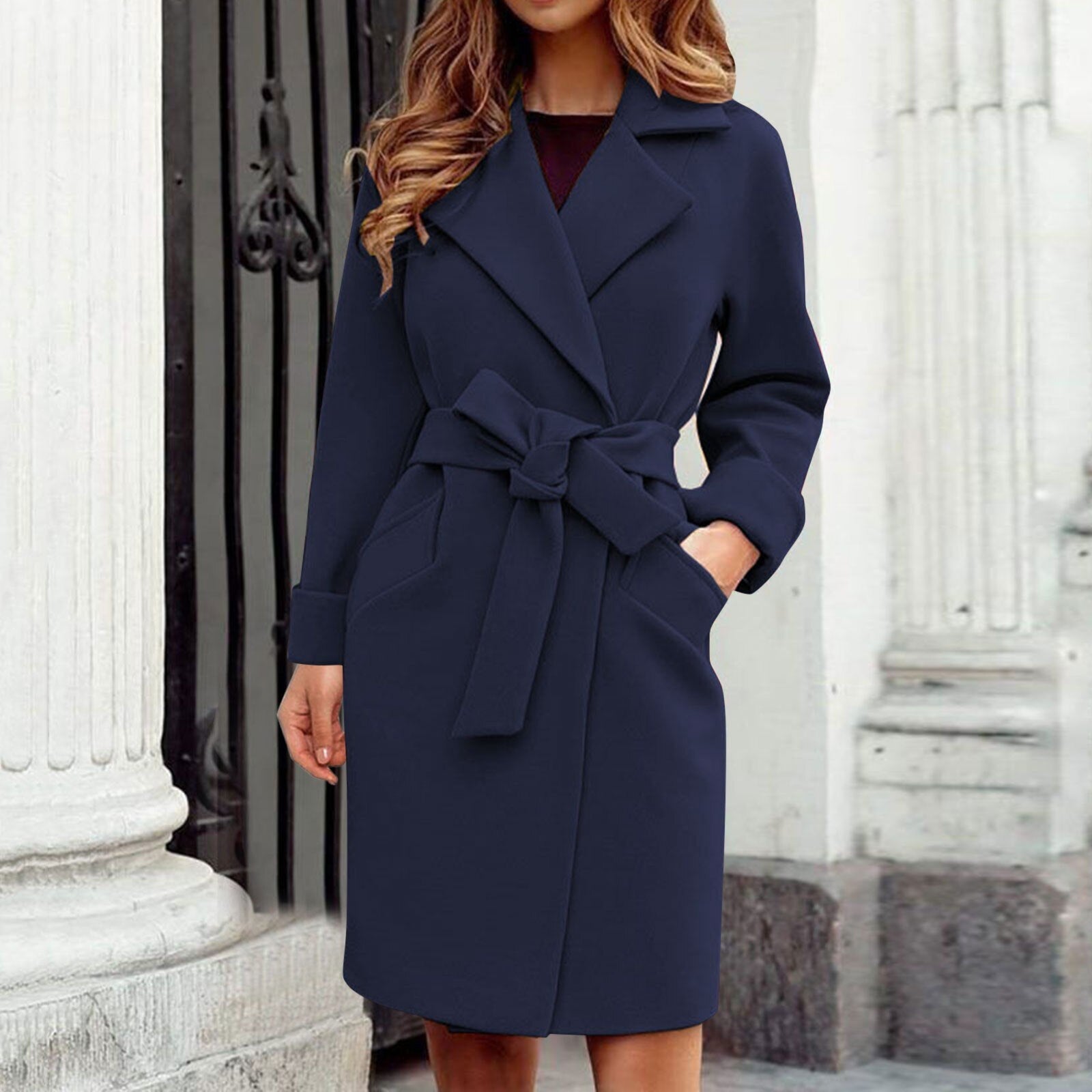 Katarino | Élégant Trench-Coat Long pour Femmes avec Ceinture et Poches