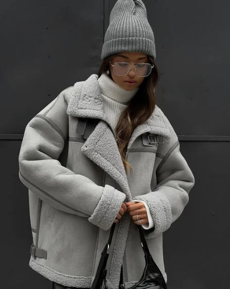 Manteau d'hiver douillet à col inversé