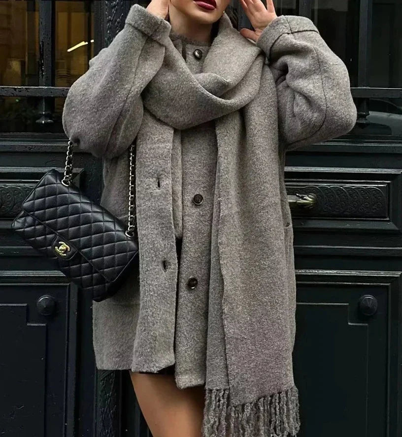 Elsa - Manteau en tricot avec col châle