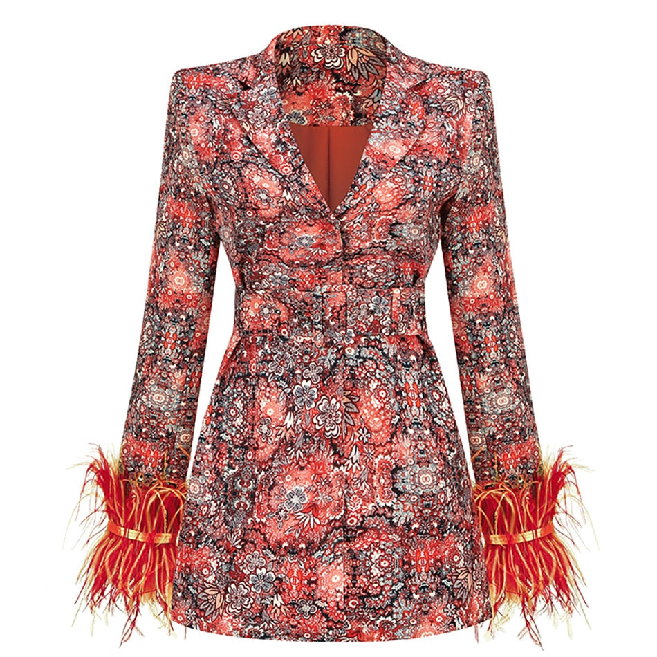 Iris – Robe Blazer avec Plumes