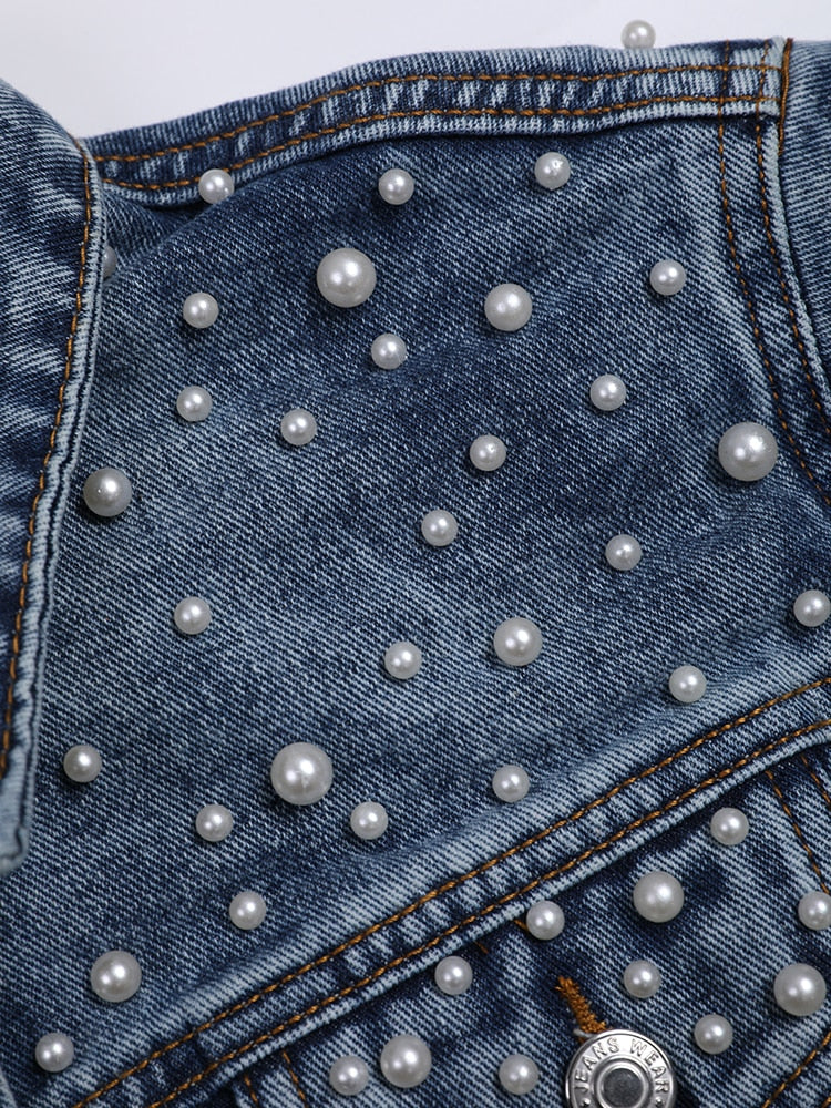 Ginny - veste en jean décontractée avec perles