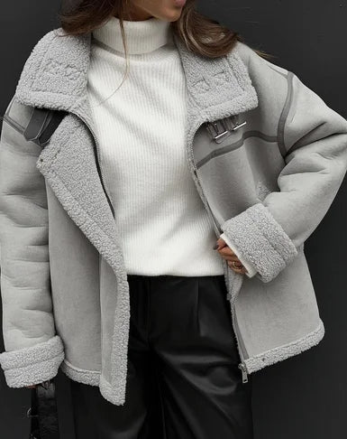 Manteau d'hiver douillet à col inversé