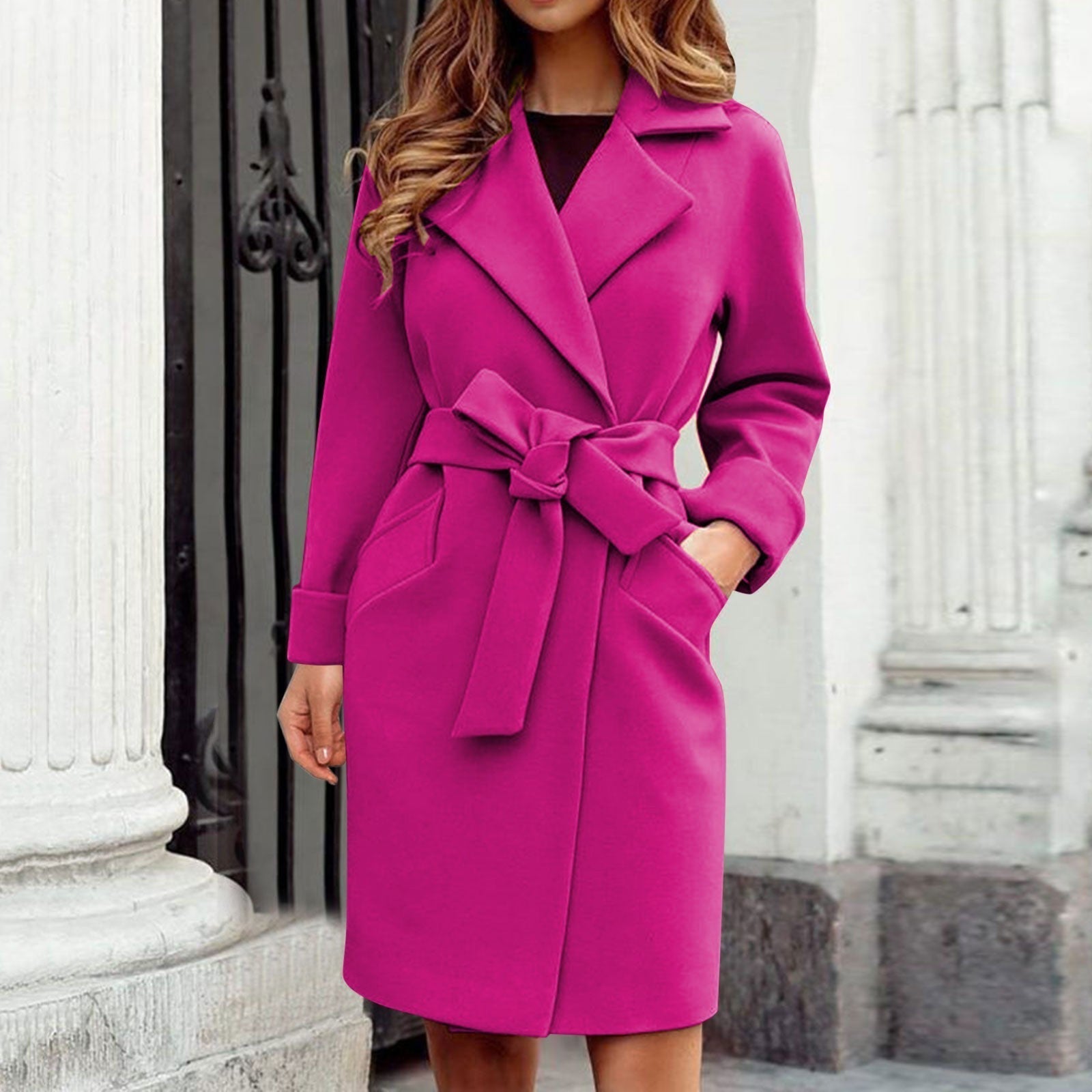 Katarino | Élégant Trench-Coat Long pour Femmes avec Ceinture et Poches