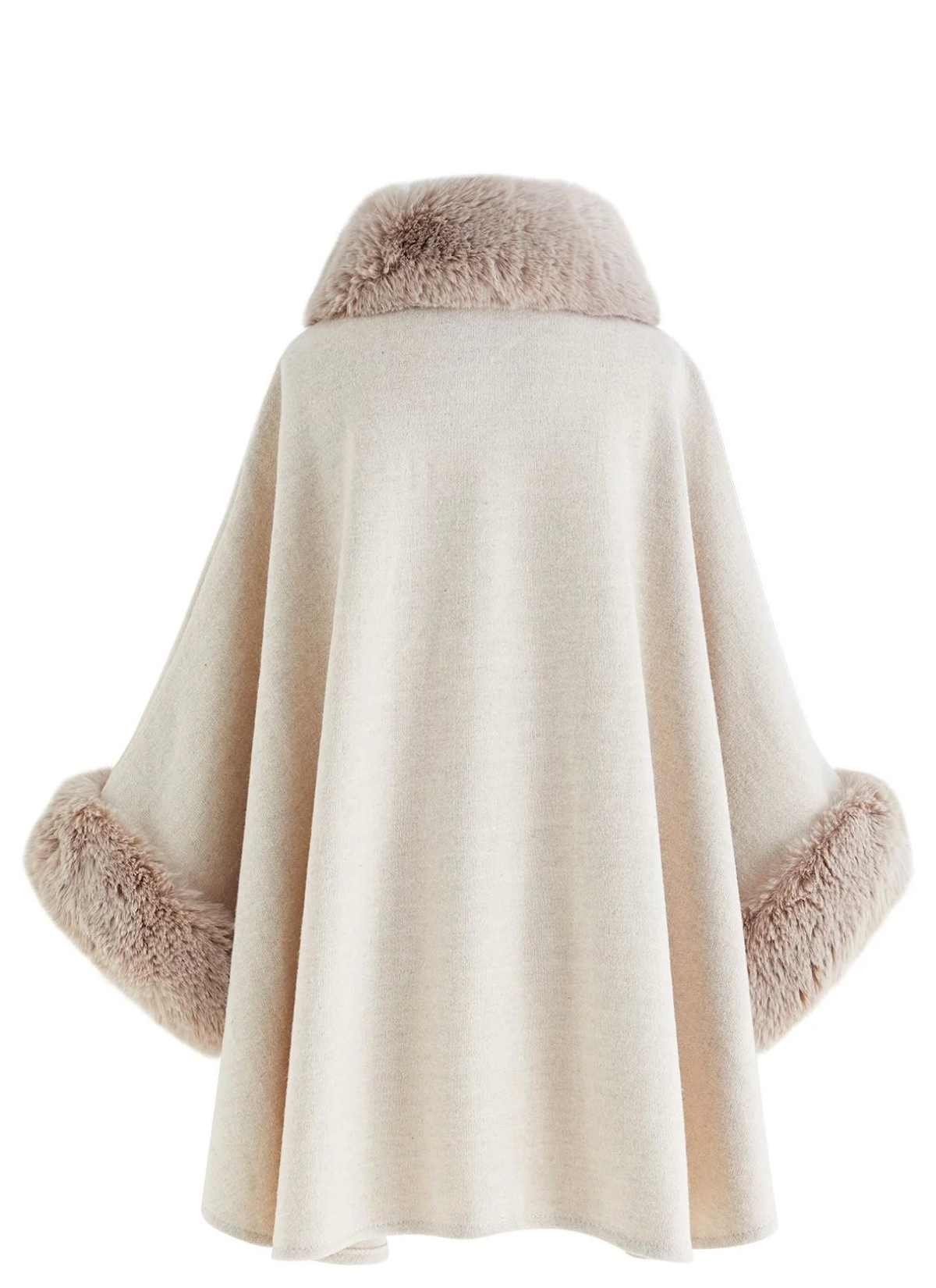 Manteau cape en laine et fausse fourrure - Élégance intemporelle pour toutes les occasions