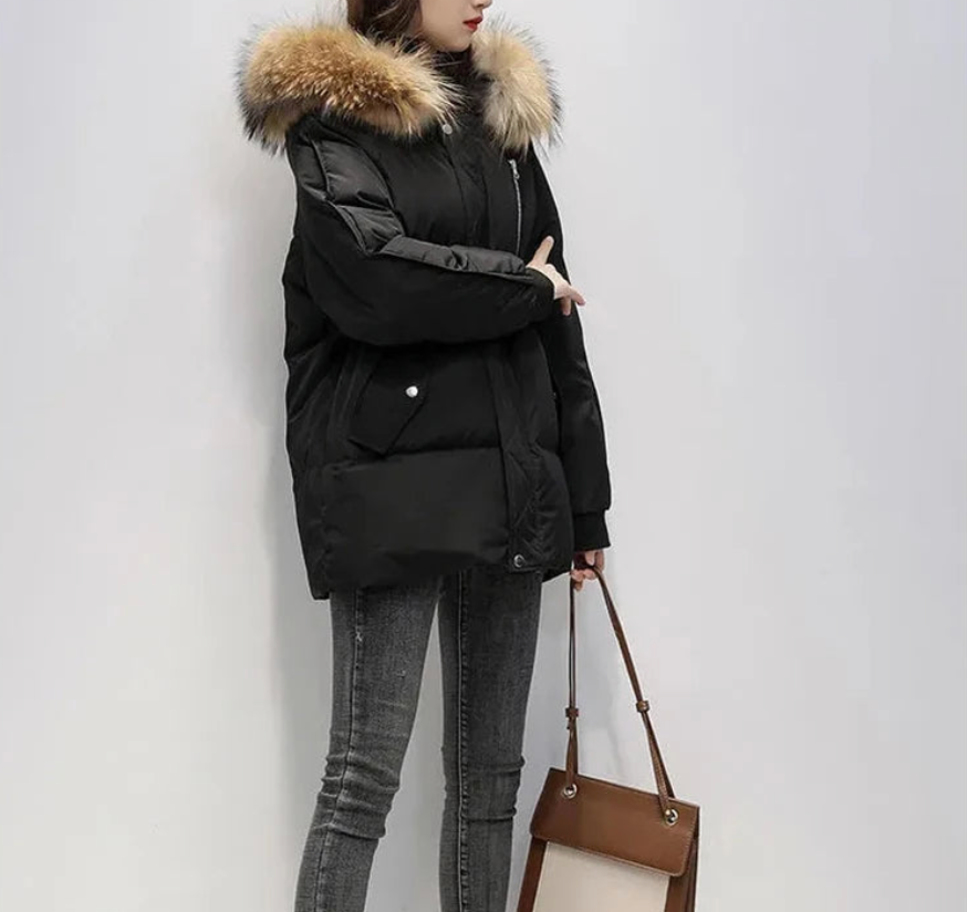 Nordiva - Manteau d'hiver chaud avec fausse fourrure