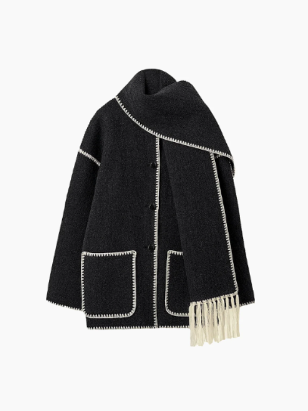 Penelope - manteau chaud avec écharpe à pompons