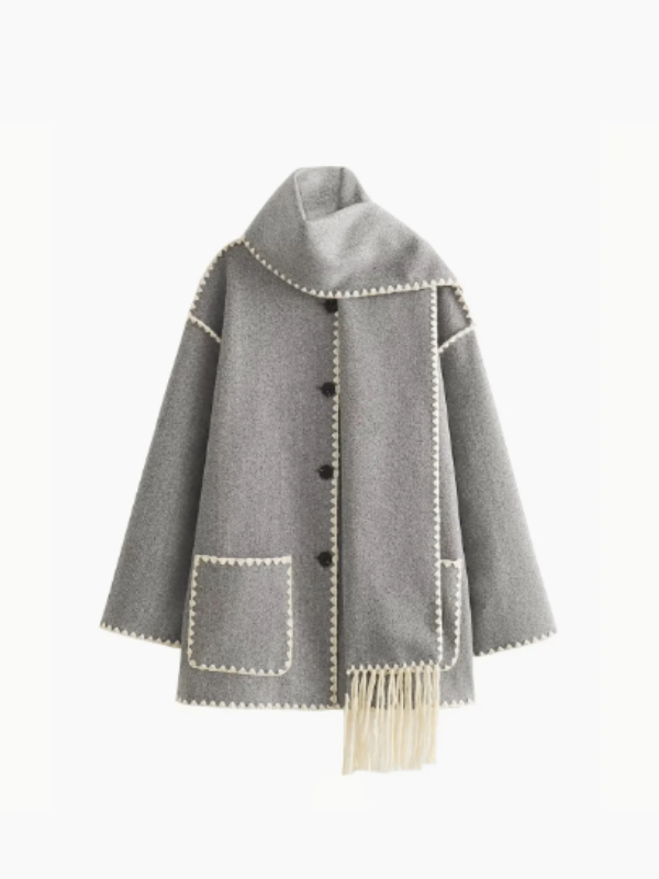 Penelope - manteau chaud avec écharpe à pompons
