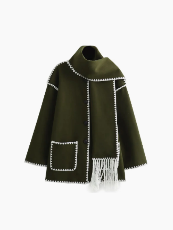 Penelope - manteau chaud avec écharpe à pompons