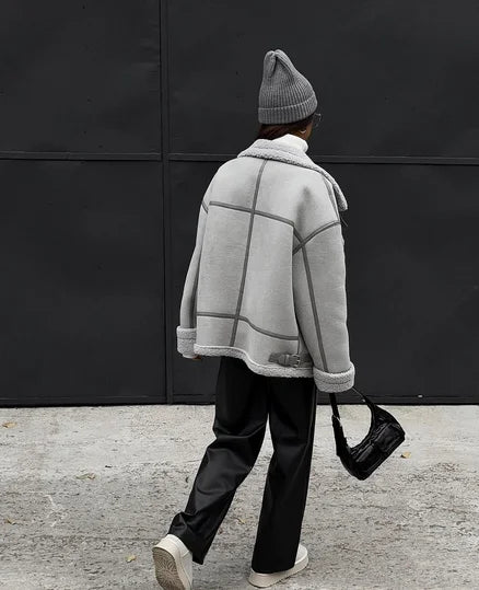 Manteau d'hiver douillet à col inversé