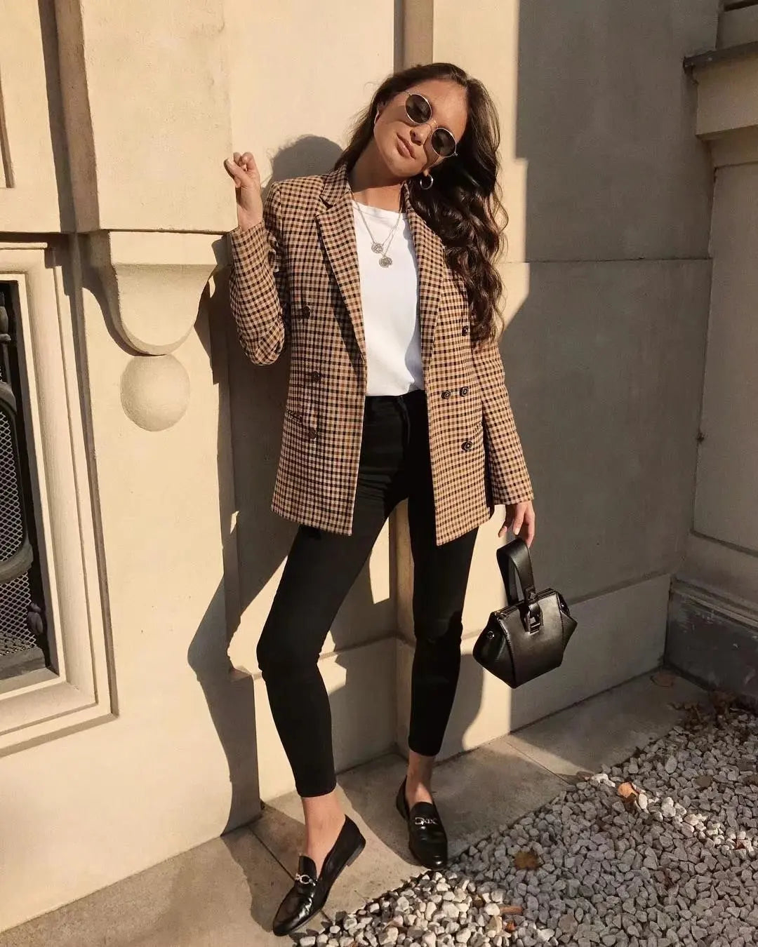 Amity – Blazer à Carreaux Vintage
