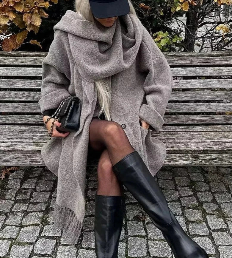 Elsa - Manteau en tricot avec col châle
