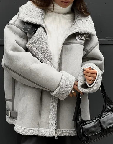 Manteau d'hiver douillet à col inversé