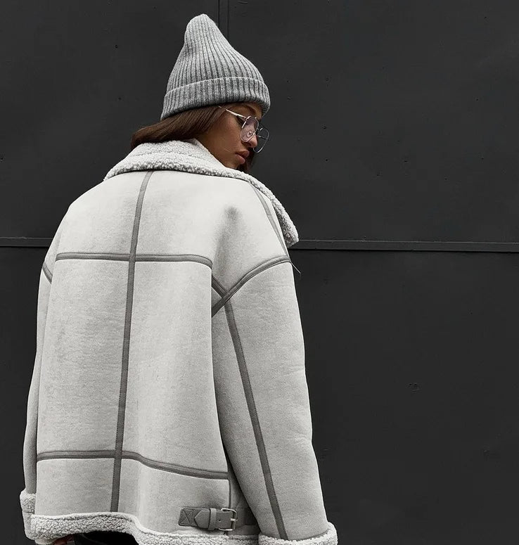 Manteau d'hiver douillet à col inversé