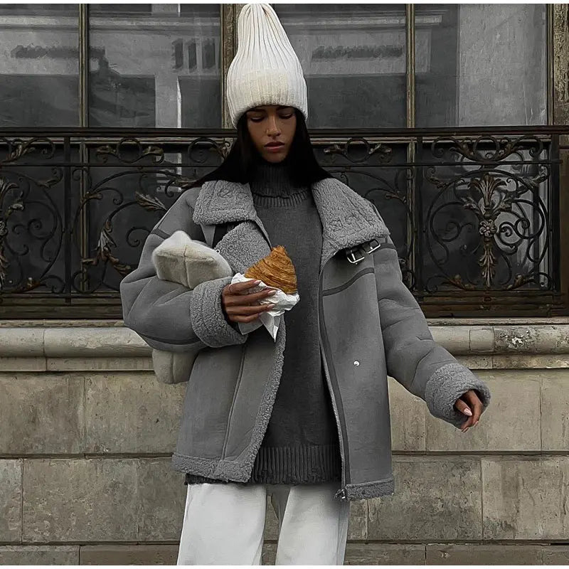 Manteau d'hiver douillet à col inversé