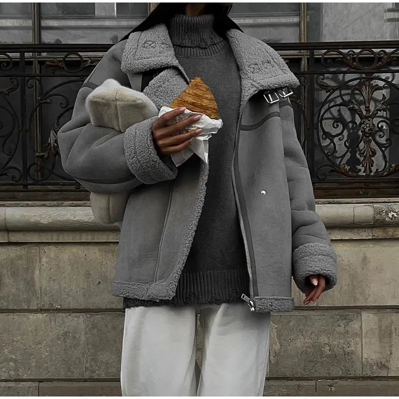 Manteau d'hiver douillet à col inversé