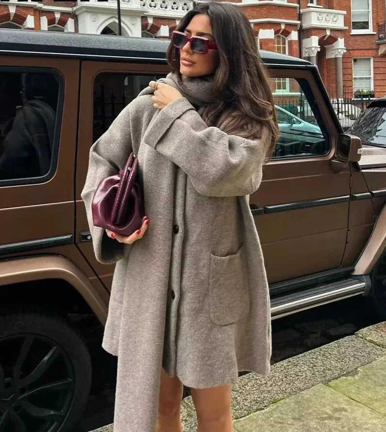 Elsa - Manteau en tricot avec col châle