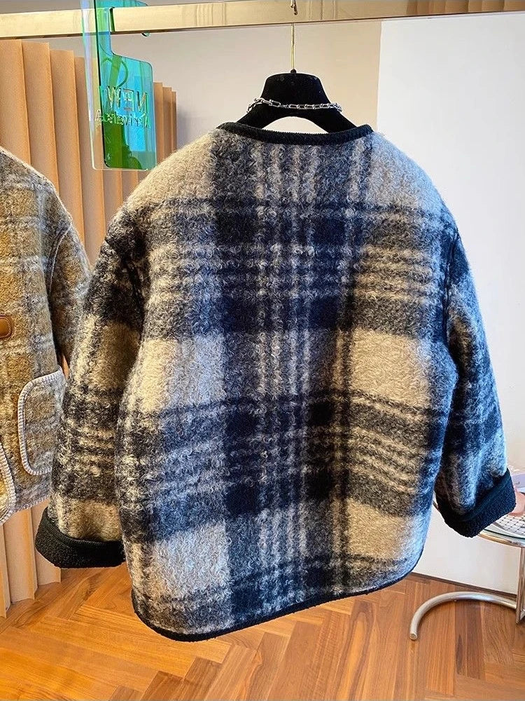 Elise - Veste à carreaux épaisse et élégante