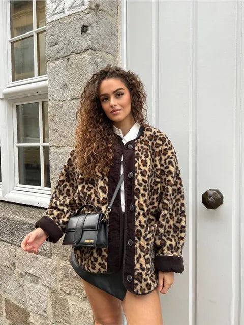 Martha - manteau vintage élégant avec imprimé léopard