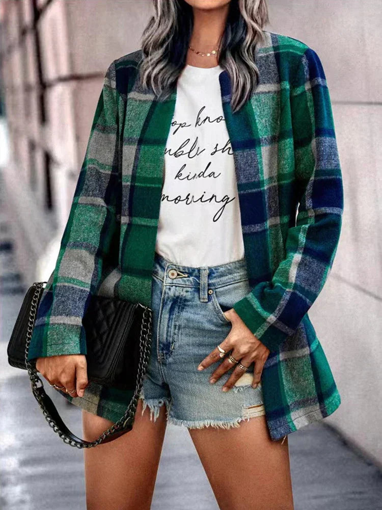 Lyra - Veste casual à carreaux vintage