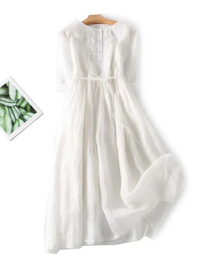 Robe en lin élégante Laura – Style décontracté et raffiné – Projet Paris – Idéale pour l'été