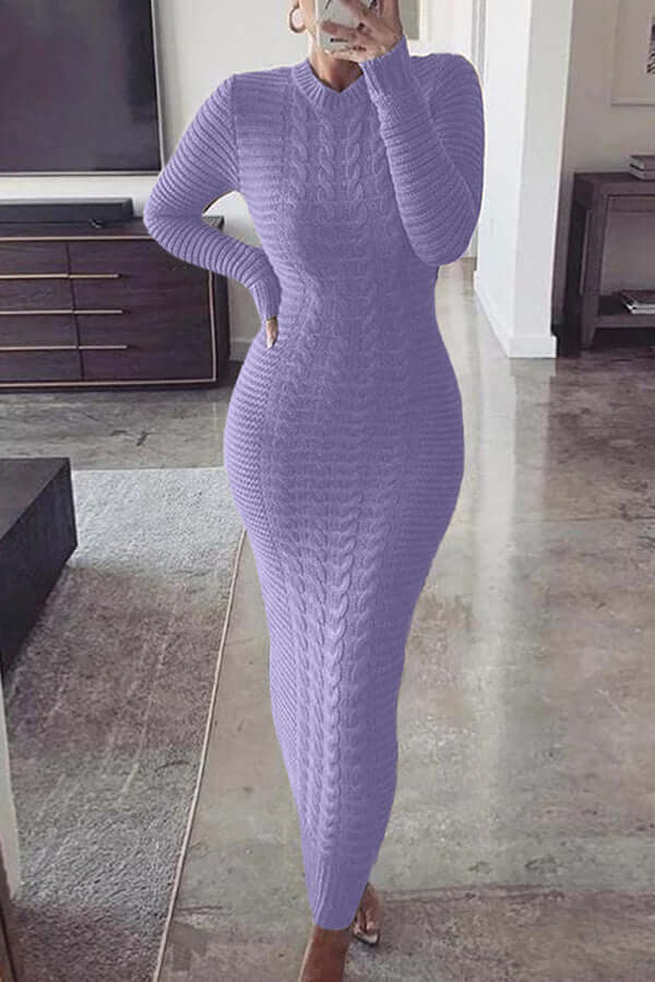 Robe maxi en tricot torsadé classique slim - Élégance intemporelle - Projet Paris - Idéale pour un style raffiné
