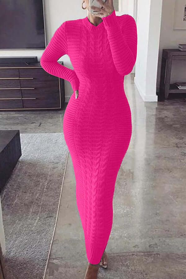 Robe maxi en tricot torsadé classique slim - Élégance intemporelle - Projet Paris - Idéale pour un style raffiné
