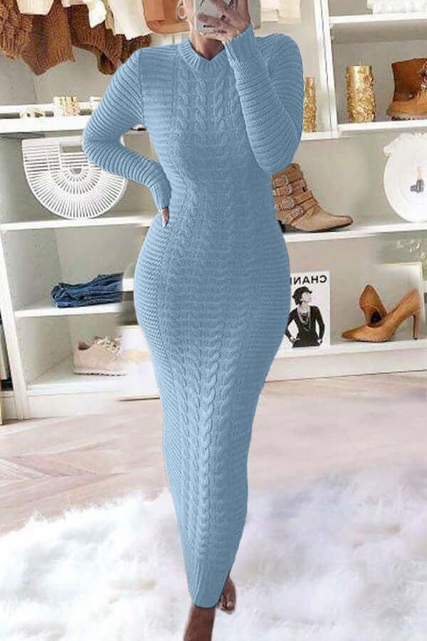 Robe maxi en tricot torsadé classique slim - Élégance intemporelle - Projet Paris - Idéale pour un style raffiné