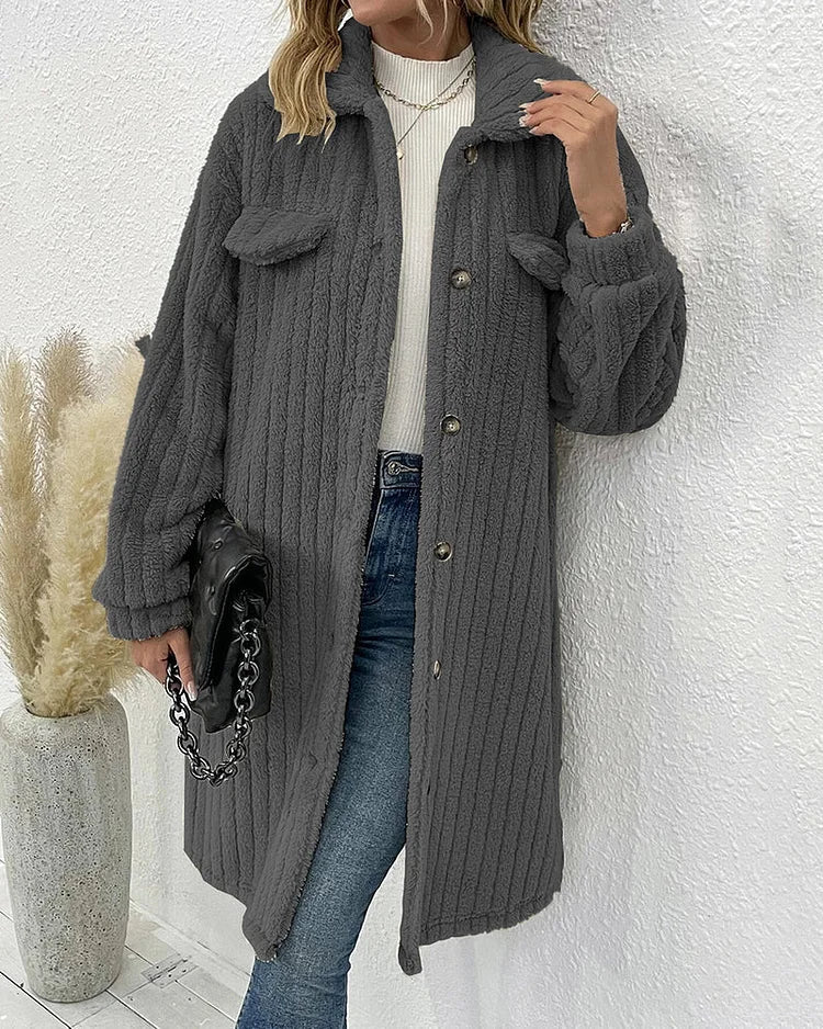 Aurora - manteau d'hiver confortable en peluche à simple boutonnage