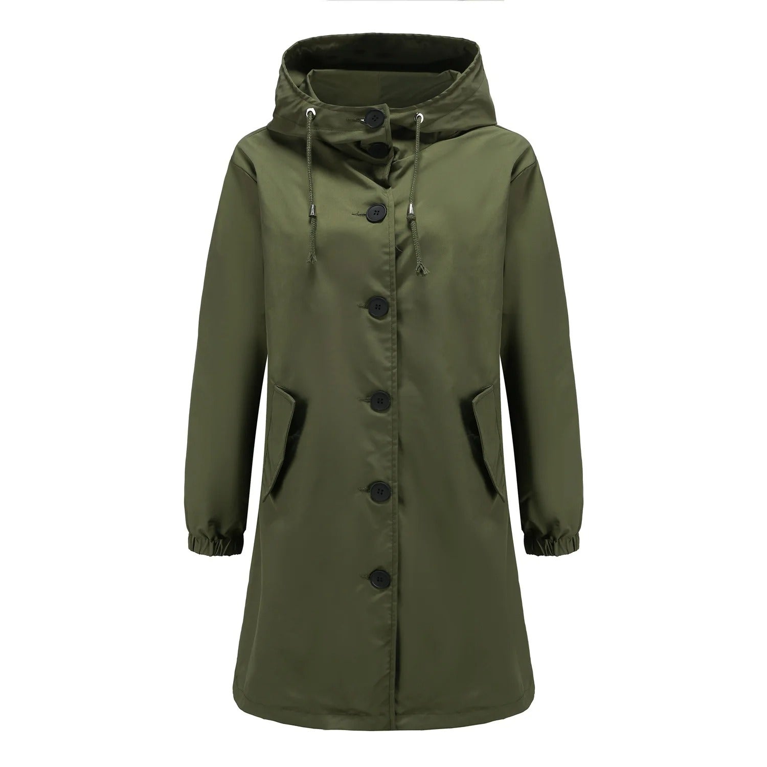 Veste de pluie pour femmes avec capuchon et fermeture à boutons