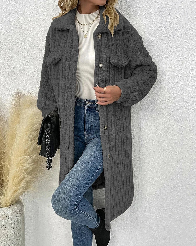 Aurora - manteau d'hiver confortable en peluche à simple boutonnage