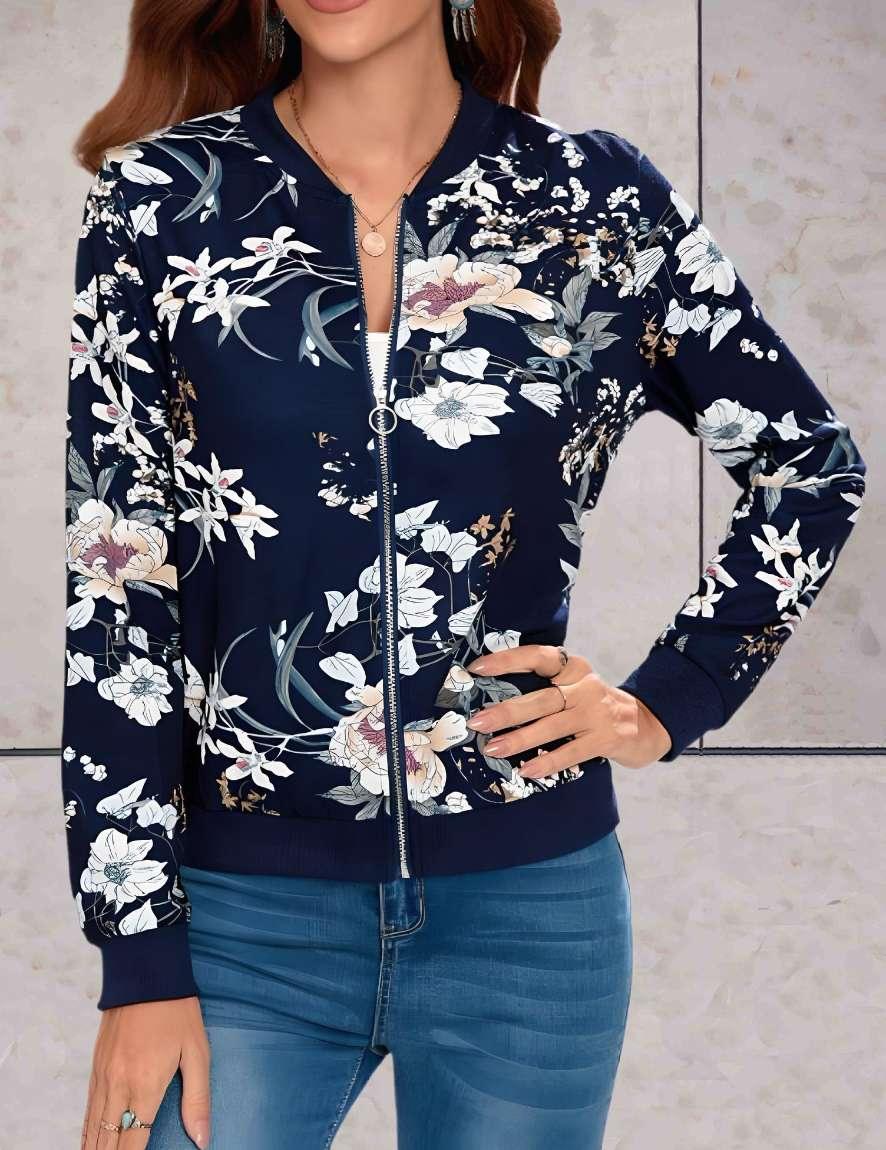 Blythe - veste florale chaude et élégante avec fermeture éclair intégrée