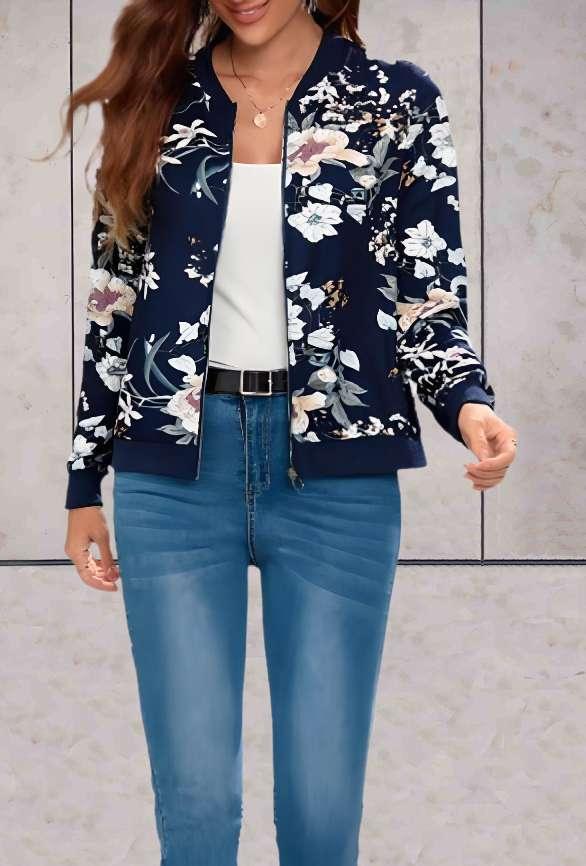 Blythe - veste florale chaude et élégante avec fermeture éclair intégrée