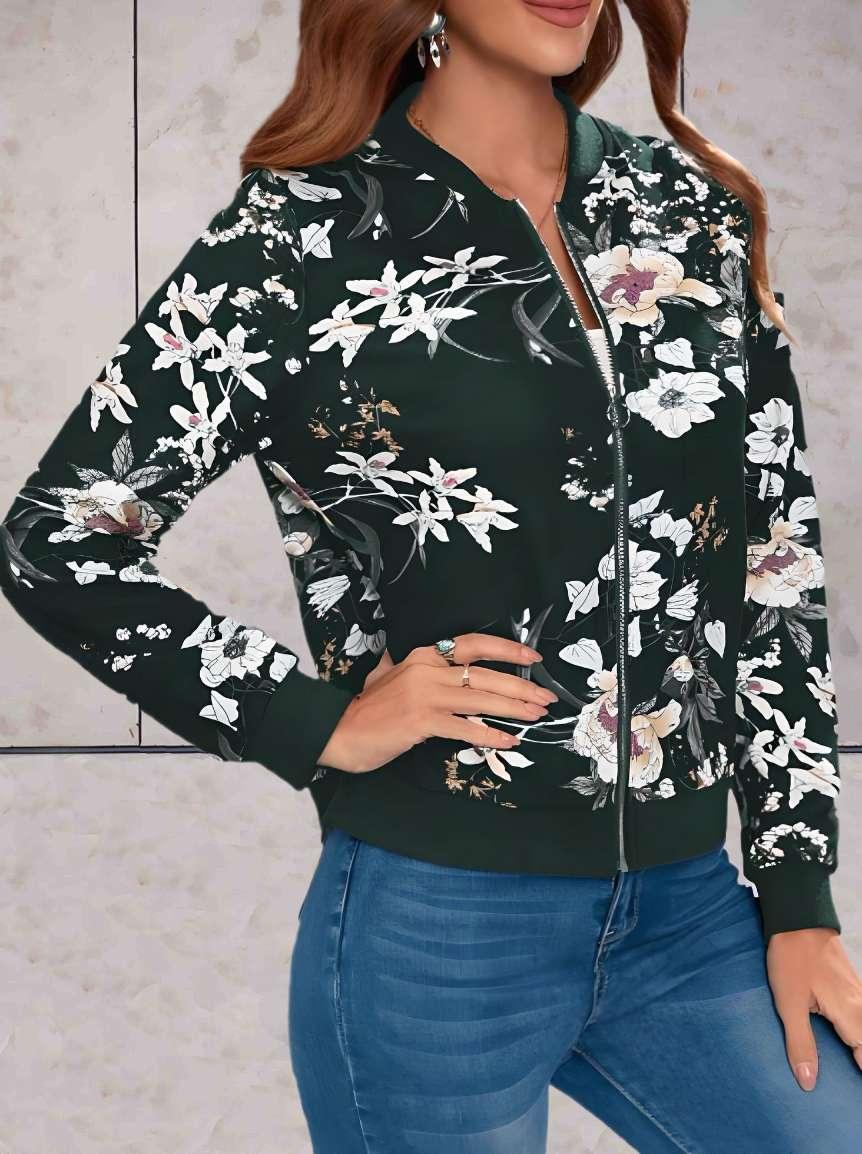 Blythe - veste florale chaude et élégante avec fermeture éclair intégrée