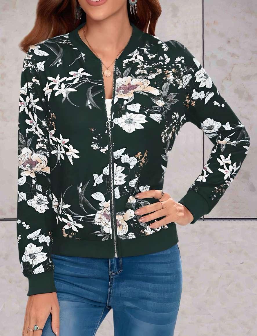 Blythe - veste florale chaude et élégante avec fermeture éclair intégrée