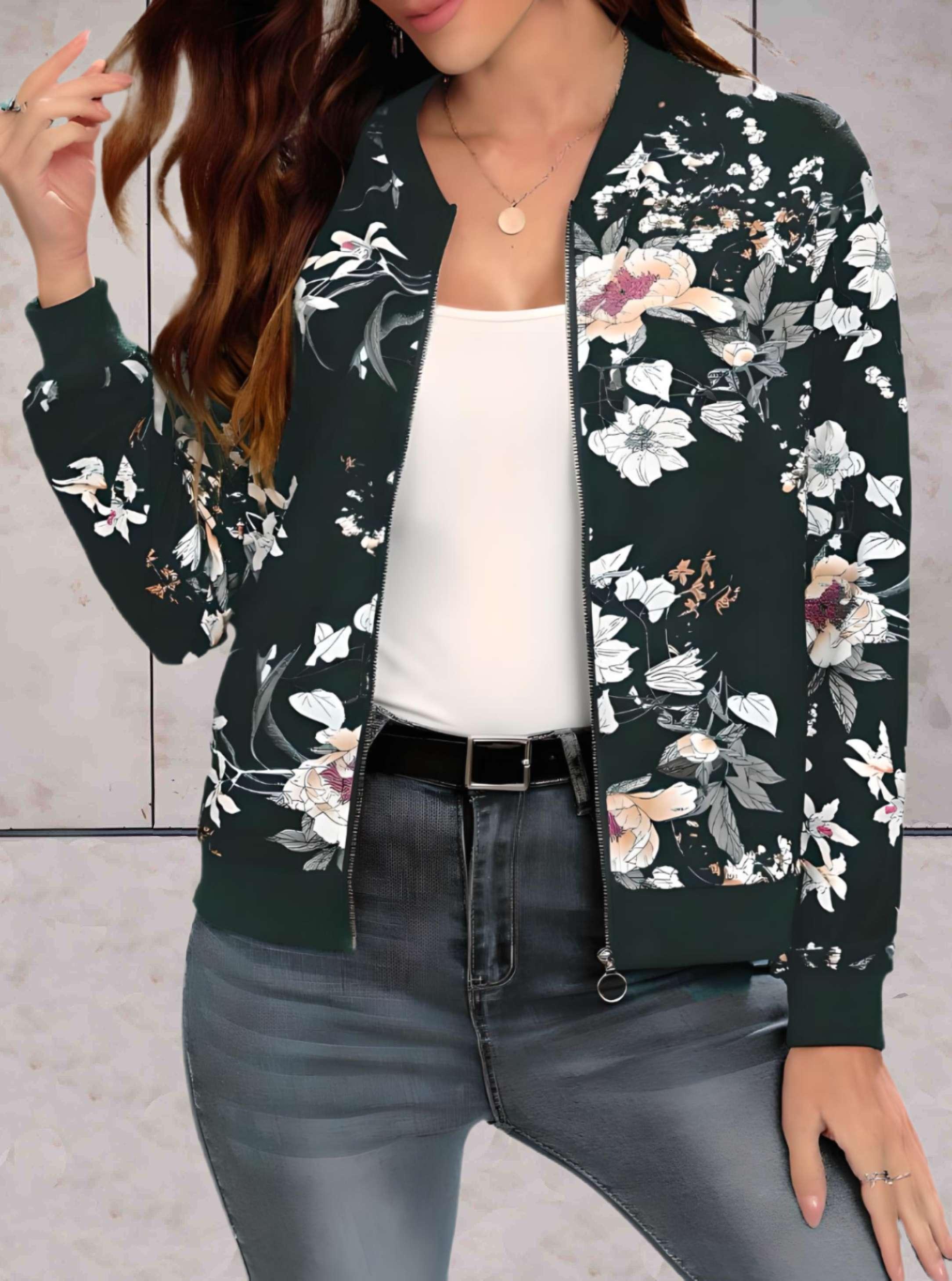 Blythe - veste florale chaude et élégante avec fermeture éclair intégrée