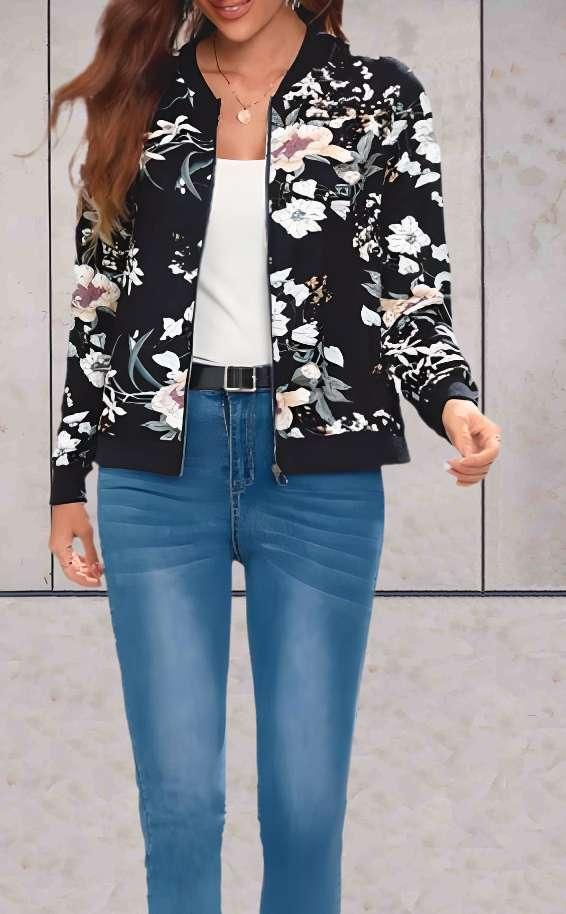 Blythe - veste florale chaude et élégante avec fermeture éclair intégrée