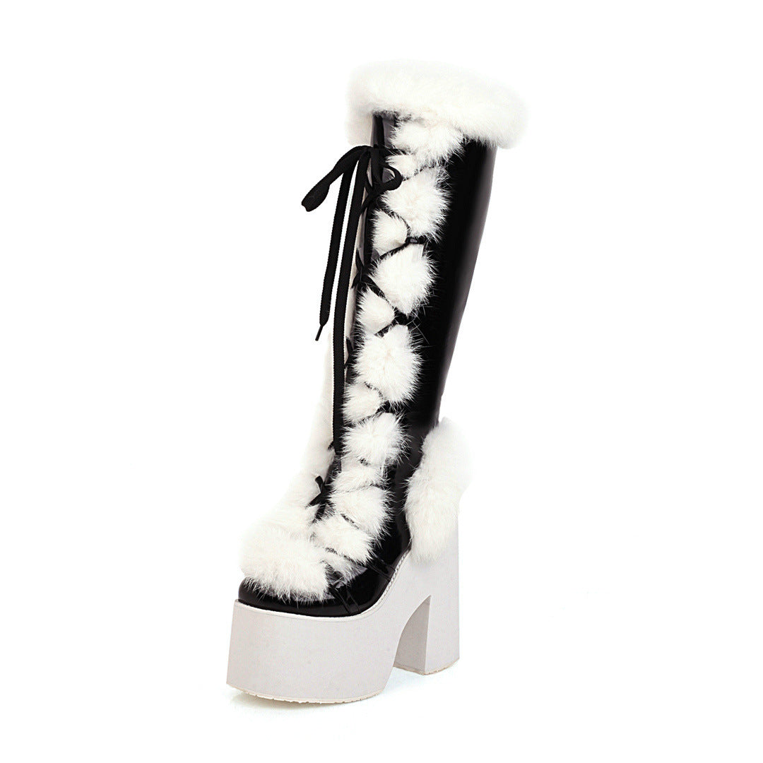 Jeanne | Bottes à Talons Hauts avec Plateforme et Doublure en Fourrure pour Femme