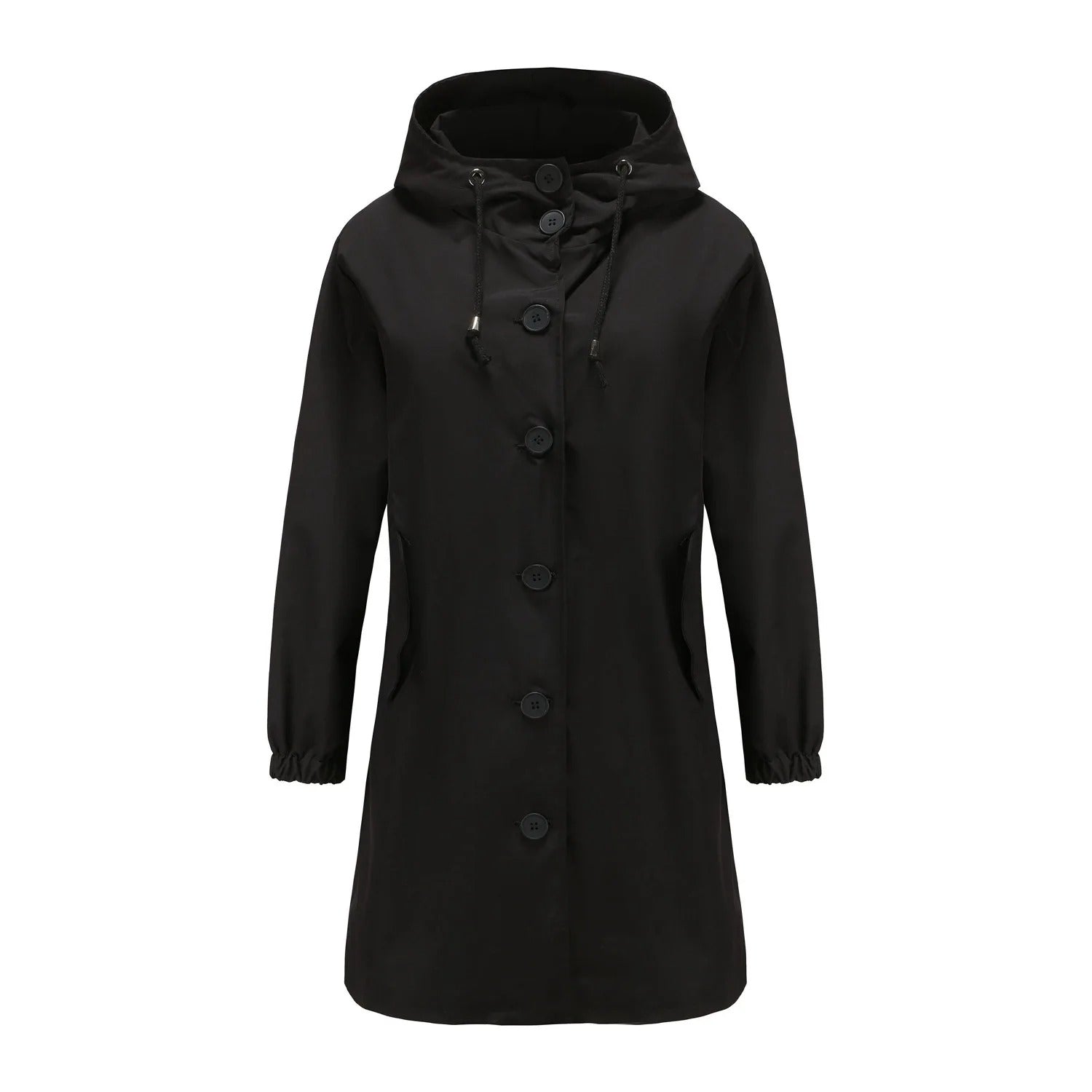Veste de pluie pour femmes avec capuchon et fermeture à boutons