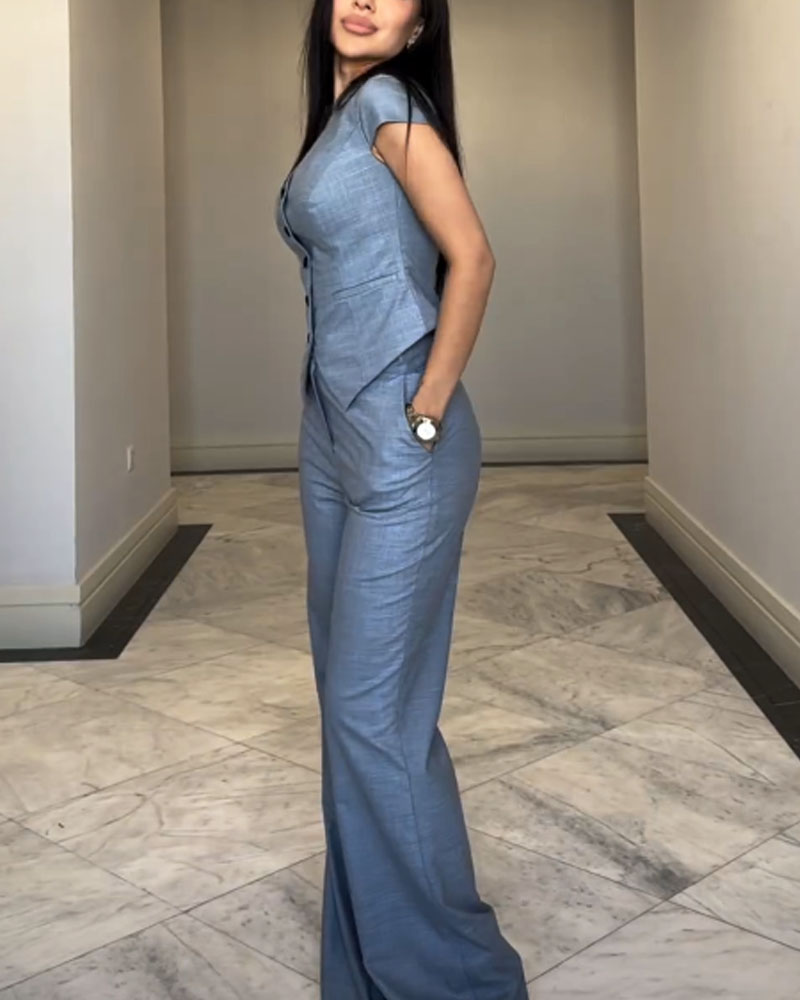 Laura | Ensemble chemisier et pantalon en lin