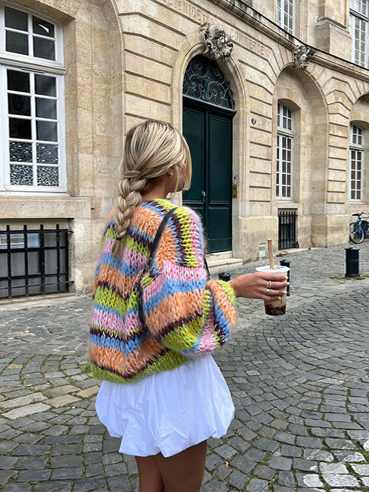 Sophie - Cardigan en patchwork coloré pour femmes