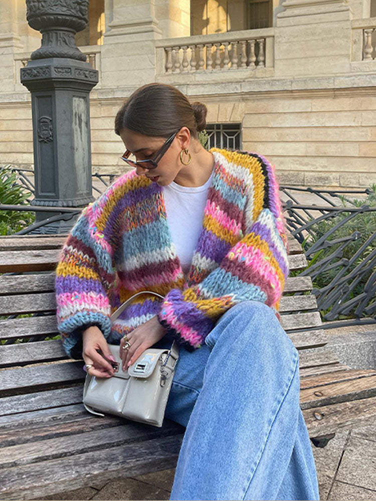 Sophie - Cardigan en patchwork coloré pour femmes