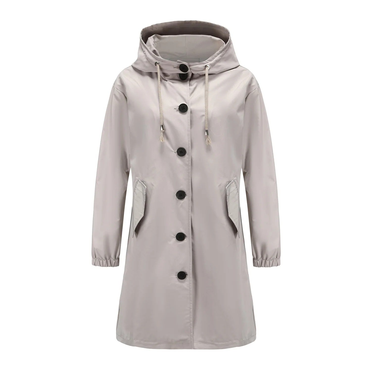Veste de pluie pour femmes avec capuchon et fermeture à boutons
