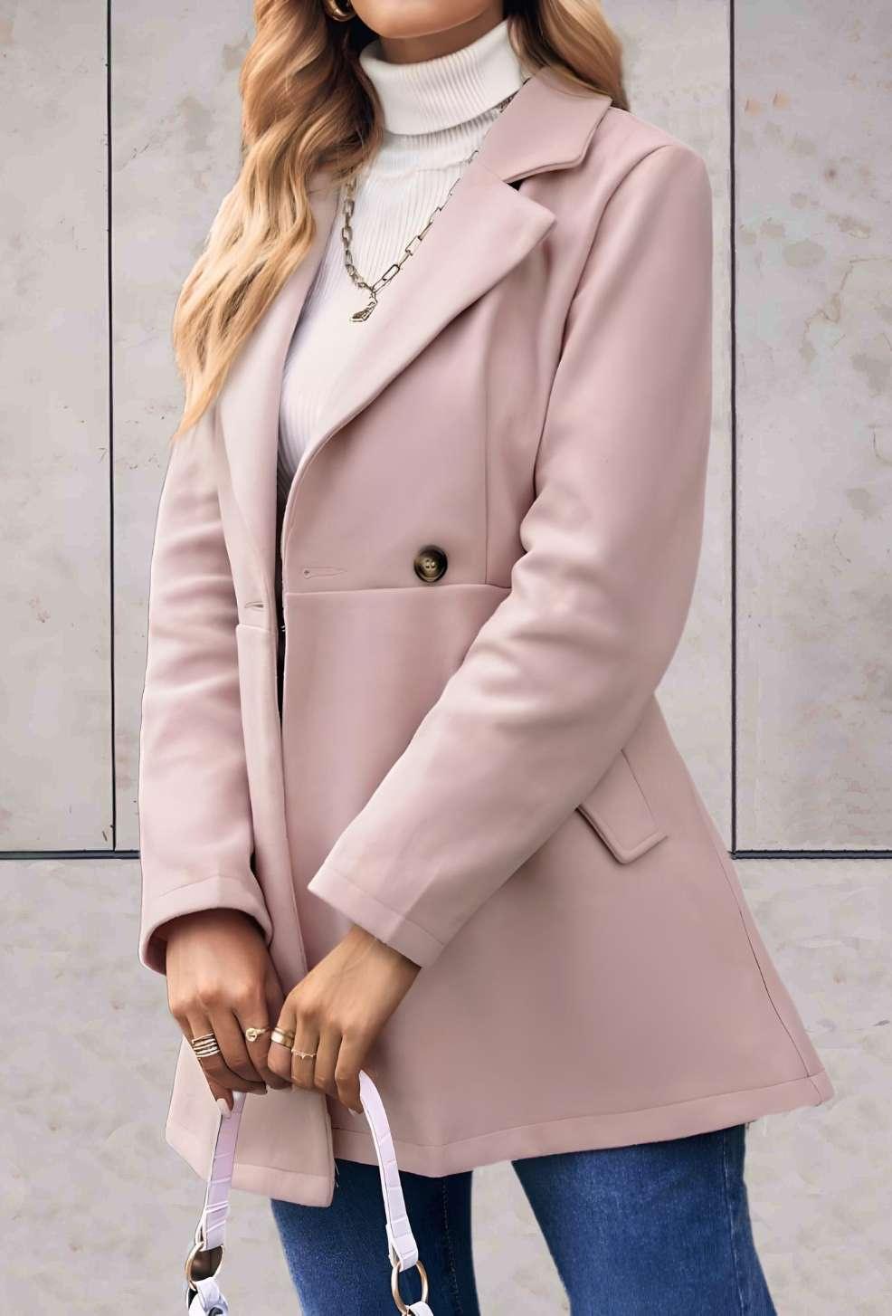 Franxine - Manteau long et chic avec poches latérales et boutons