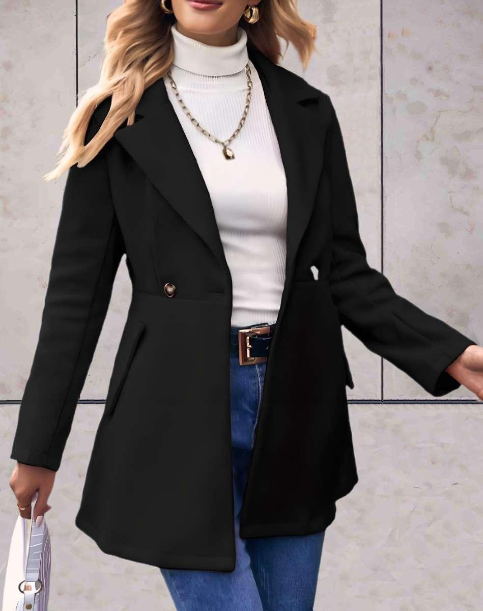 Franxine - Manteau long et chic avec poches latérales et boutons