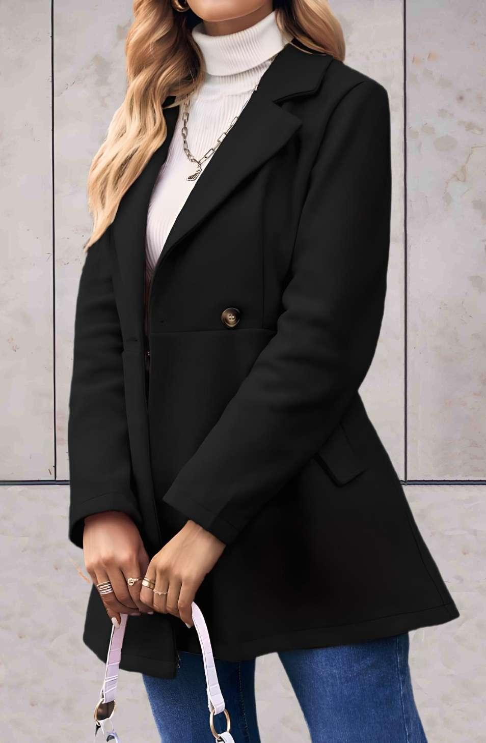Franxine - Manteau long et chic avec poches latérales et boutons