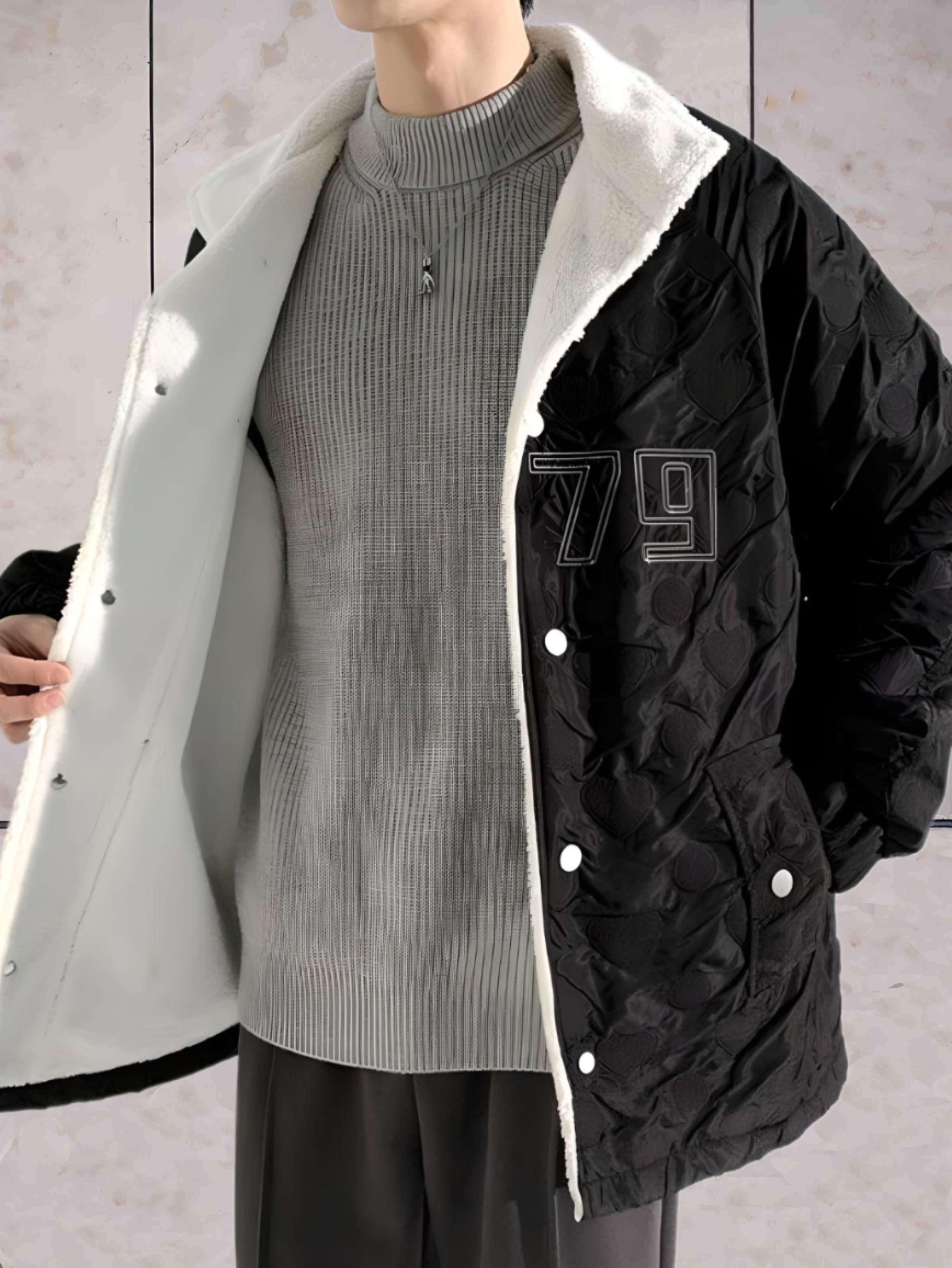 Felix - Veste polaire chaude bicolore avec poches et fermeture boutonnée