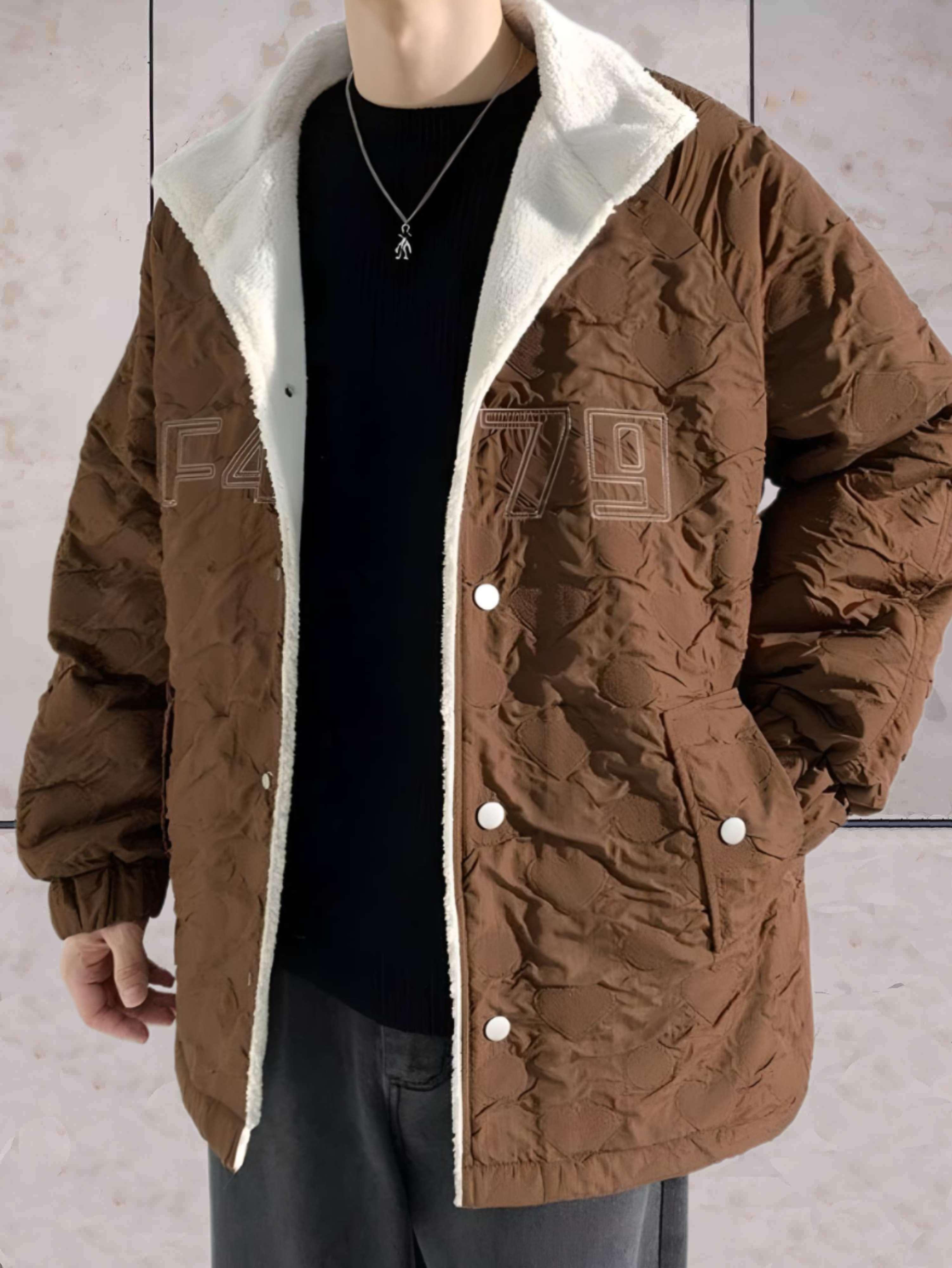Felix - Veste polaire chaude bicolore avec poches et fermeture boutonnée
