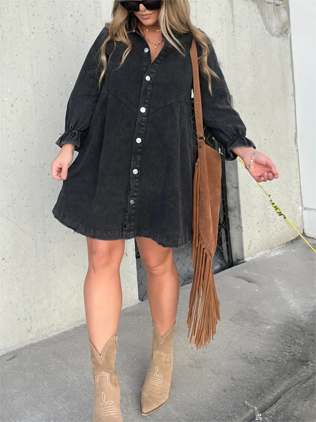 Robe en jean - manches bouffantes - Projet Paris - Style unique et tendance - Confort casual - Parfaite pour un look moderne