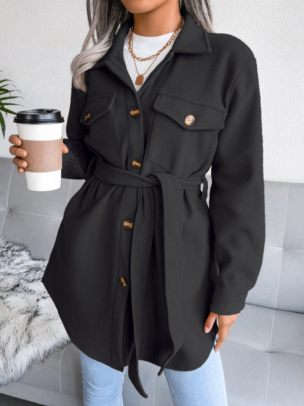 Alva | Manteau Épais à Boutons pour Femme avec Ceinture
